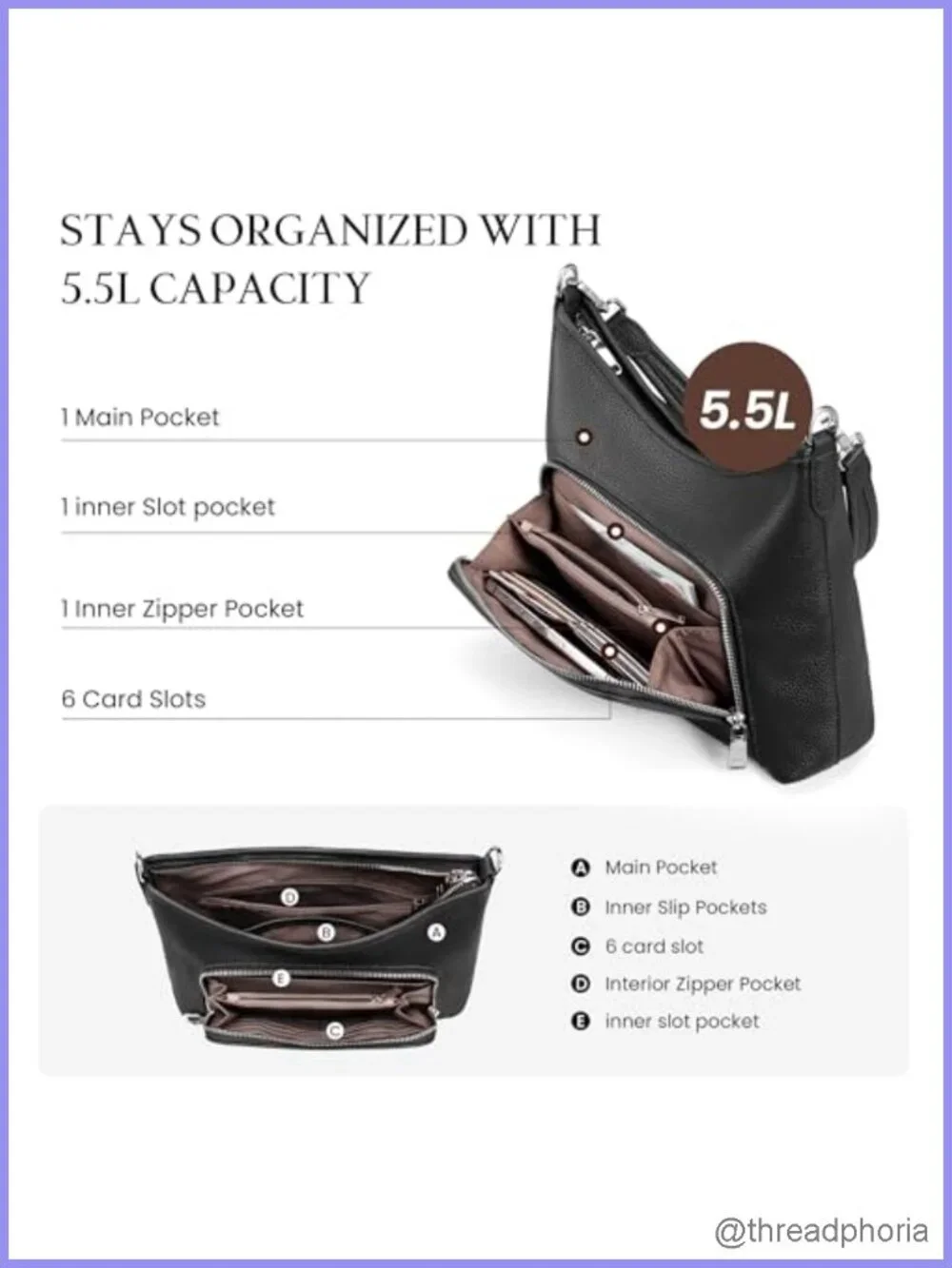 Genuine Leather Hobo Bag RFID Anti Theft Convertible Crossbody Purse